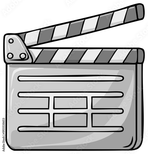 Simple film clapperboard with stripes and text areas for recording movie scenes