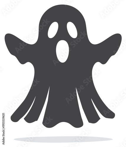Silhouette of a stylized spooky ghost figure floating for Halloween trick or treat