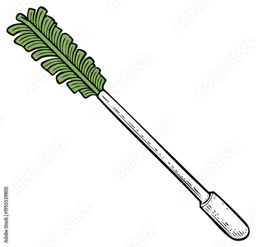 Detailed Illustration of a Green Mascara Wand Beauty and Personal Care Essential