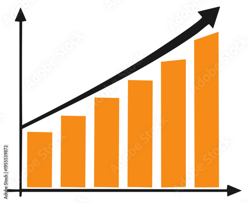 Rising Bar Graph Displaying Growth Trends and Progress with Arrow Symbol