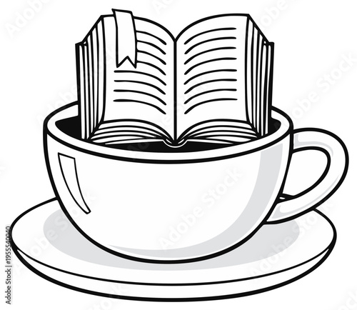 Open Book Immersed in Coffee Cup Symbolizing Learning and Relaxation