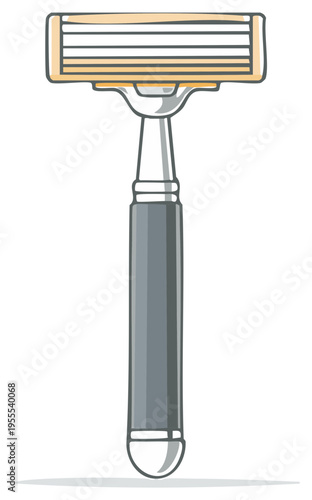 Modern razor with multiple blades and a gray handle for shaving and grooming needs.