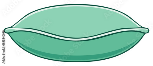 Vector illustration of a modern mint green oval bowl with a wavy rim