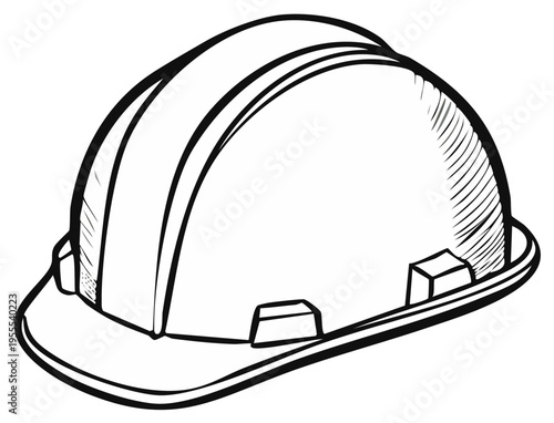 Black and White Sketch of a Construction Worker's Hard Hat Safety Equipment
