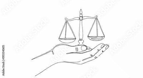Hand holding scales of justice symbolizing balance and fairness in law and equality