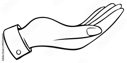 Open hand cupped offering support or receiving something gentle gesture line art