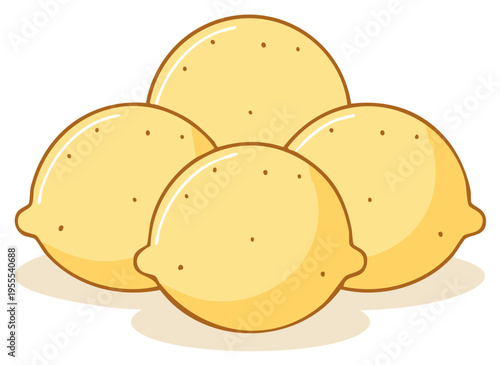A cluster of bright yellow cartoon lemons with a subtle shadow, rendered in a simple illustrative style.