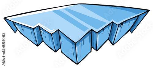 Illustrated Ice Floe or Iceberg in Light Blue and White for Winter Weather