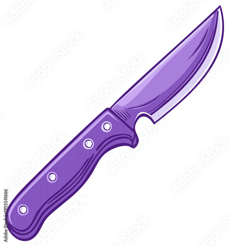 Purple utility knife with a textured handle and sharp blade illustration