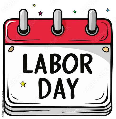 Labor Day Calendar Illustration with Doodle Style Design Element