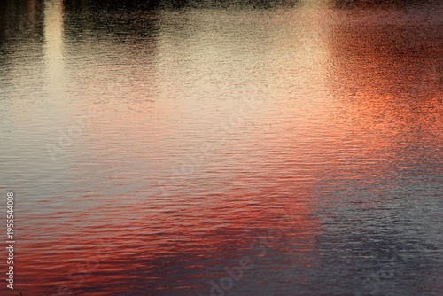Colorful Sunset Reflection on Water Surface Abstract Background