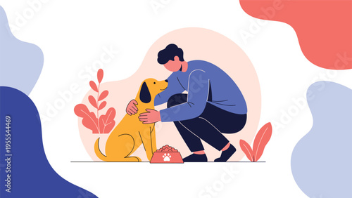 Caring woman sorting through a box of clothes for donation or recycling with a symbol of sustainability in the background.