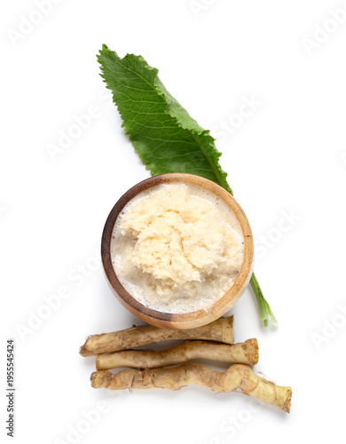 Wooden bowl of horseradish ...