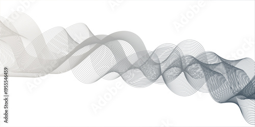 White rubber gloves isolated on a white background featuring a blue liquid wave pattern with artistic smoke swirls and bubble shapes in a vector design.