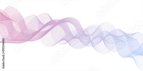 White cotton swabs isolated on a white background with a smooth purple and blue smoke wave design featuring abstract curved lines and a swirling motion pattern for a decorative concept backdrop.
