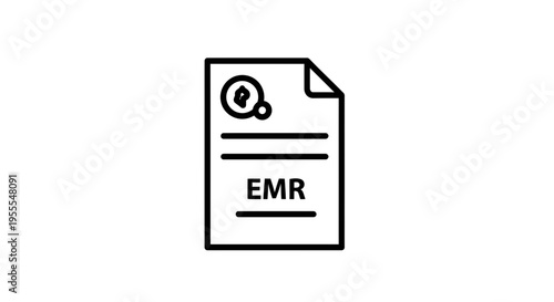 EMR Electronic Medical Record Icon: Healthcare Document, Digital Health Data