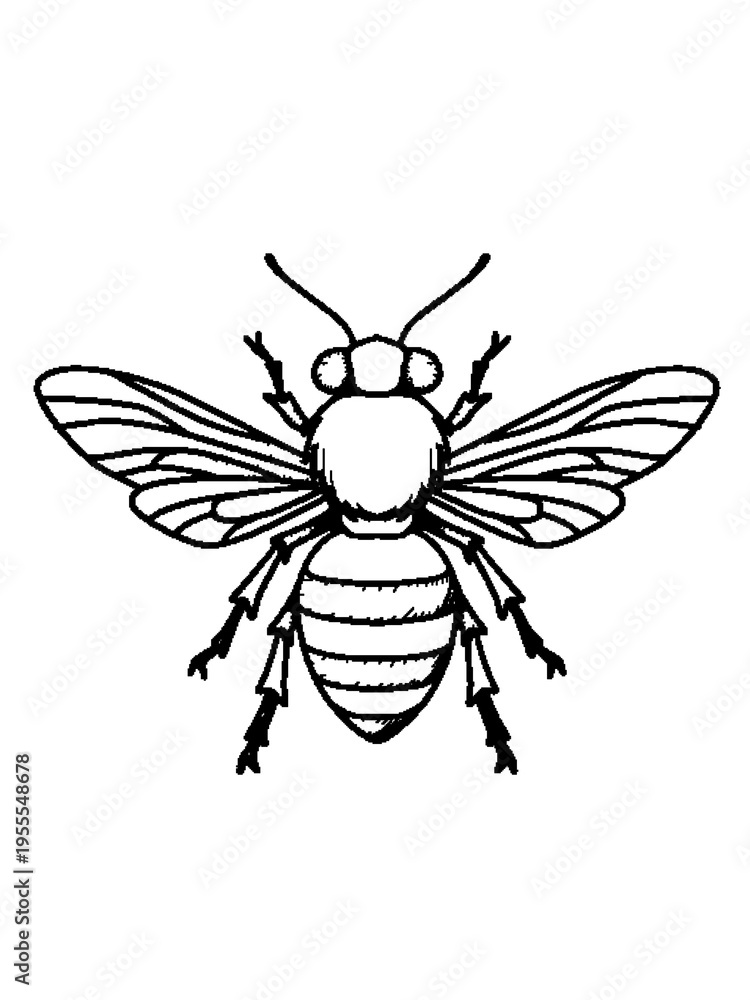 Obraz premium Edgy ink stipple honey bee silhouette graphic design