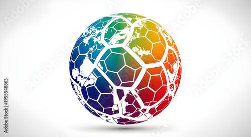 Hexagonally divided globe showcasing earth continents suitable for presentations, geography textbooks, websites, educational materials, and environmental awareness campaigns. Generated ai