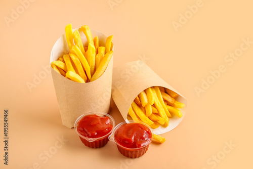 Paper boxes with tasty fren...
