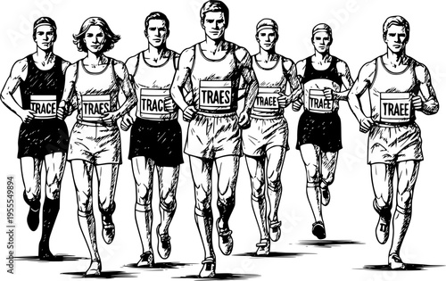 Trotters race sketch illustration
