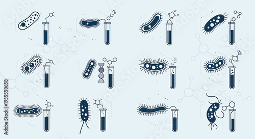 Microbiology Research: Bacteria and DNA in Test Tubes, Scientific Study