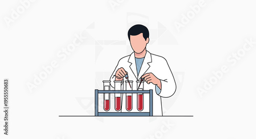 Scientist conducting experiment with blood samples in test tubes at laboratory