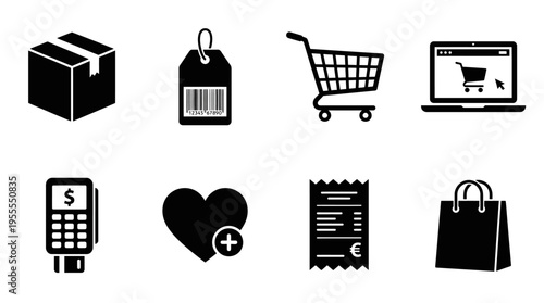 Shopping & Payment Icons Vector – Mobile, POS, Online & Receipt