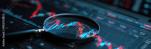 Magnifying Glass on Stock Market Chart - Financial Analysis.
