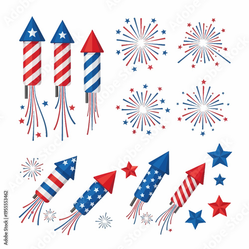 American Independence Day Fireworks Rockets.