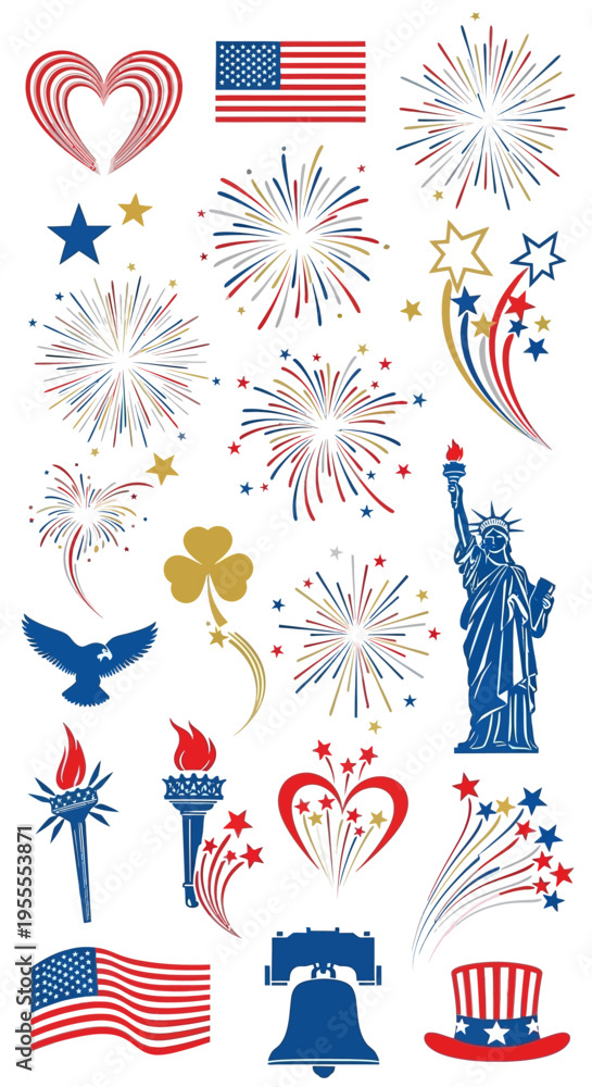 Obraz premium American Patriotic Symbols Collection.