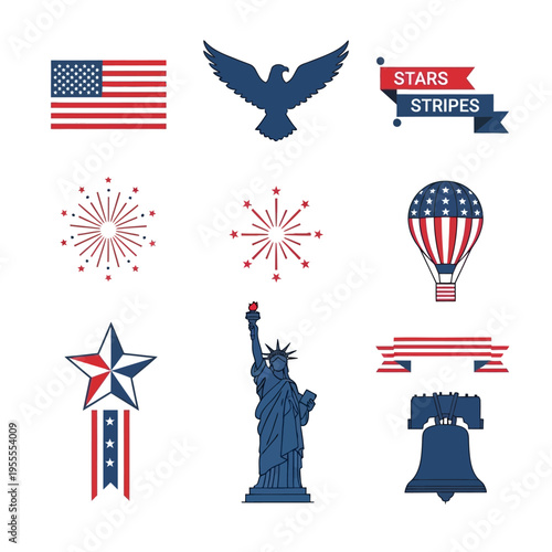 American Patriotic Symbols Icons.