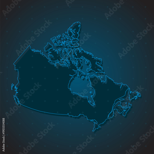 Vector map of Canada on the radar screen