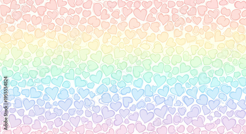 Rainbow Heart Pattern Background, Pastel Colors, Romantic, Love, Soft, Gentle, Delicate, Sweet, Cute, Backdrop