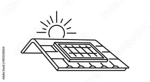 Simple Solar Panel Illustration with Sun.