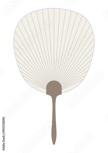 団扇のベース素材 白無地のベクターイラスト テンプレートとコピースペース