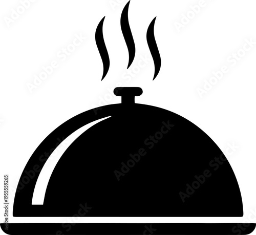 Sillohute of Restaurant Serving Dome Food Cloche Icon