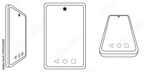 Ilustración de celular en blanco y negro. Conjuntos de iconos de comunicación y tecnología. Vector para tienda, sitio web, app, folleto y otros