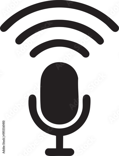 Vector microphone icon with WiFi signal