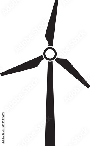 Black wind turbine icon vector