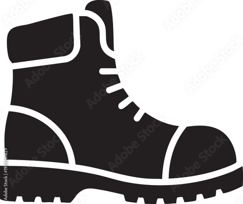 Vector black boot icon, footwear symbol