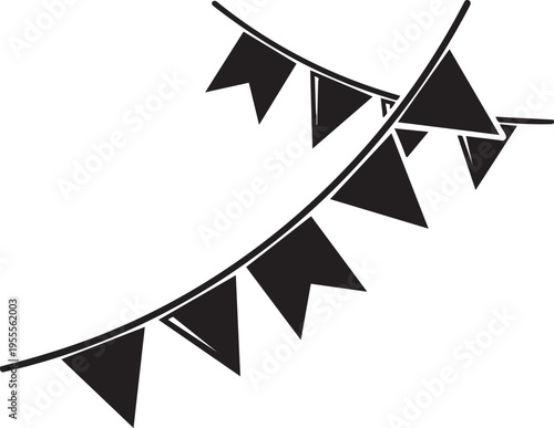 Set of black triangular bunting flags vector