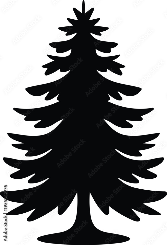 Fototapeta premium Pine tree silhouette vector icon isolated on white background