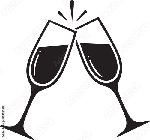 Vector illustration of two wine glasses clinking