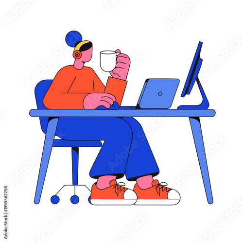 Man with laptop work remote 