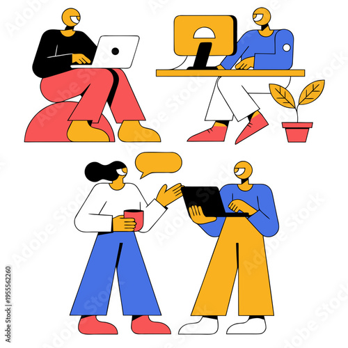 Team work remote online computers remote