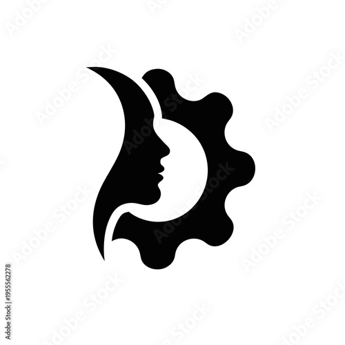 silhouette of a woman think minimal work vector