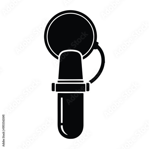Professional studio microphone icon in flat style isolated on white background. podcast, recording, broadcasting equipment