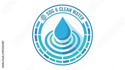 Water Drop Ripple Symbol for Global Sdg 6 Clean Water Initiative