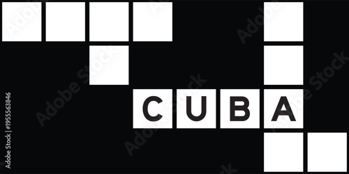 Alphabet letter in word cuba on crossword puzzle background