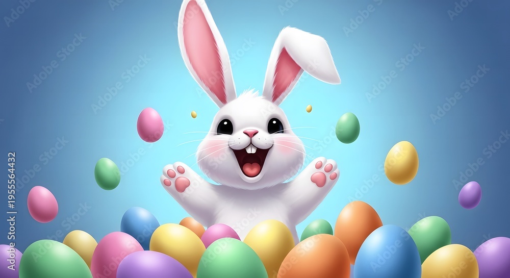 Obraz premium Ester sunday easter bunny celebration with colorful eggs